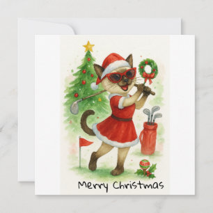 Golf Christmas themed for Cat Lover Golfer  Holiday Card