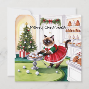 Golf Christmas themed for Cat Lover Golfer  Holiday Card