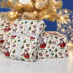 Golf Christmas themed for Cat Lover Golfer  Wrapping Paper