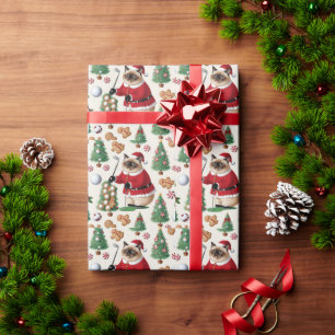 Golf Christmas themed for Cat Lover Golfer  Wrapping Paper