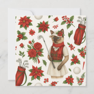 Golf Christmas themed for Cat woman Golfer Holiday Card