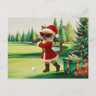 Golf Christmas themed for Cat woman Golfer Holiday Postcard