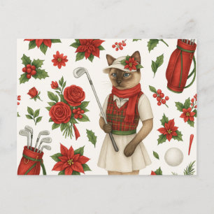 Golf Christmas themed for Cat woman Golfer Holiday Postcard