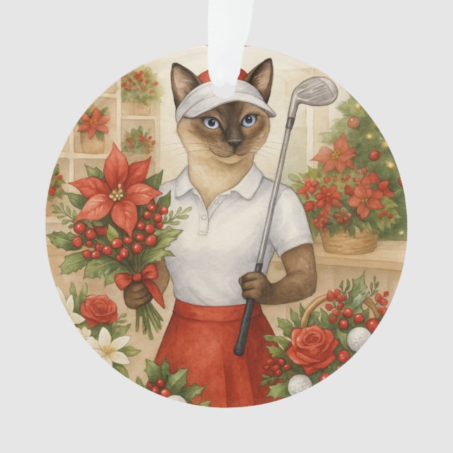 Golf Christmas themed for Cat woman Golfer Ornament (Front)