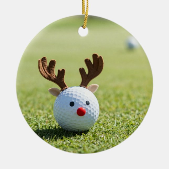 Golf Christmas themed for Christmas Ceramic Tree Decoration (Front)