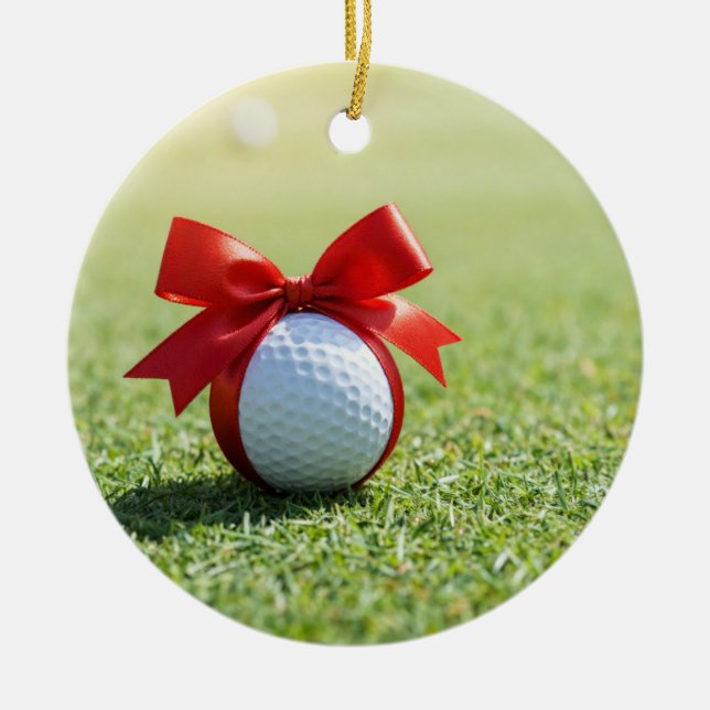 Golf Christmas themed for Christmas Ceramic Tree Decoration (Front)