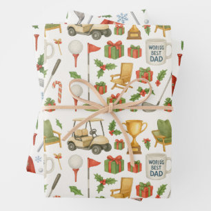 Golf Christmas themed for Golf Dad Father Wrapping Paper Sheet
