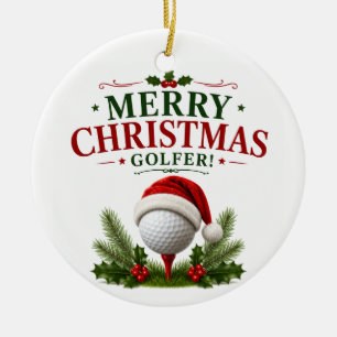 Golf Christmas themed for golfer Ceramic Tree Decoration