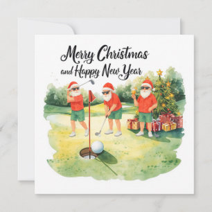 Golf Christmas themed for golfer on course Holiday Card
