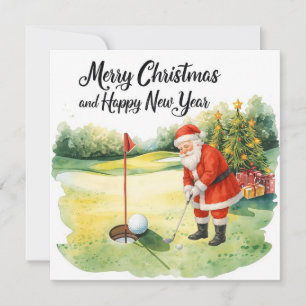 Golf Christmas themed for golfer on course Holiday Card