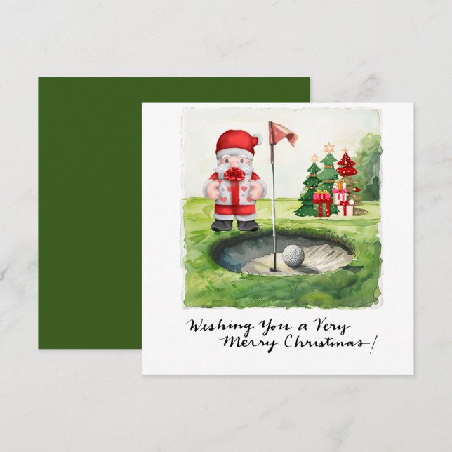 Golf Christmas themed for golfer on course Holiday Card (Front/Back)