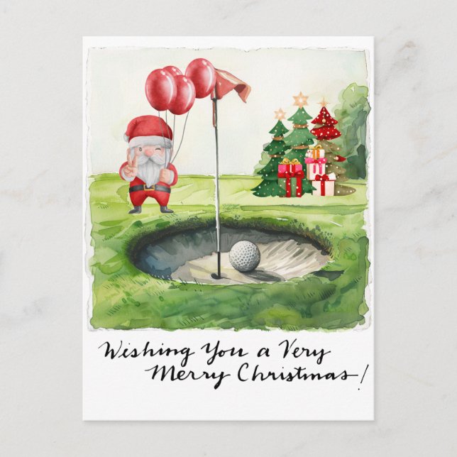 Golf Christmas themed for golfer on course Holiday Postcard (Front)