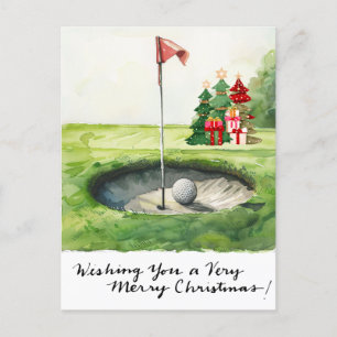 Golf Christmas themed for golfer on course Holiday Postcard