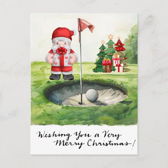 Golf Christmas themed for golfer on course Holiday Postcard (Front)