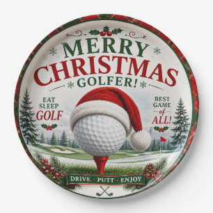 Golf Christmas themed for golfer Paper Plate
