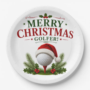 Golf Christmas themed for golfer Paper Plate