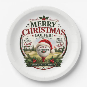 Golf Christmas themed for golfer Paper Plate