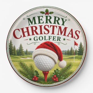 Golf Christmas themed for golfer Paper Plate