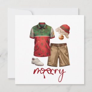 Golf christmas themed for Golfer watercolor Holiday Card