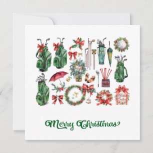 Golf christmas themed for Golfer watercolor Holiday Card