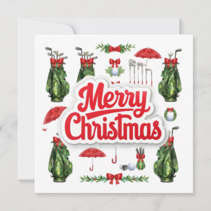 Golf christmas themed for Golfer watercolor Holiday Card