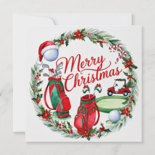Golf christmas themed for Golfer watercolor Holiday Card