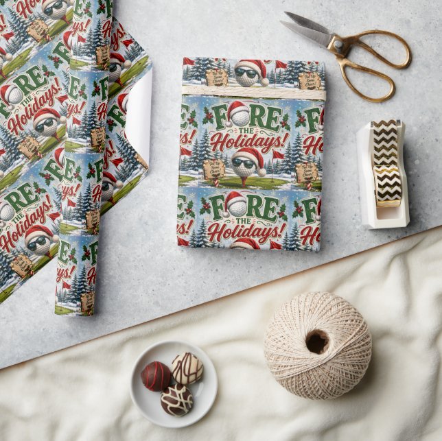 Golf Christmas themed for Golfer Wrapping Paper (Crafts)