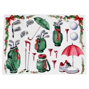Golf Christmas themed gifts for golfer Large Gift Bag