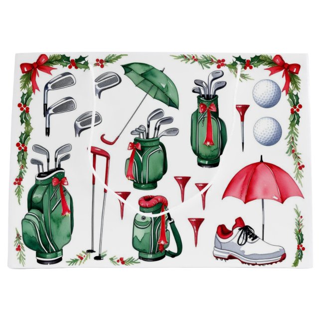 Golf Christmas themed gifts for golfer Large Gift Bag (Front)