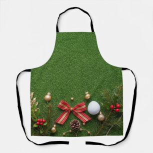Golf Christmas themed on green grass Apron