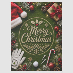 Golf Christmas themed on green grass Tissue Paper