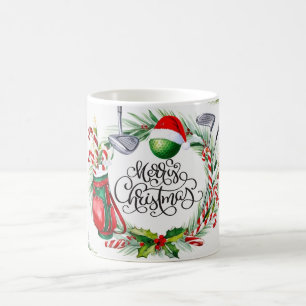 Golf Christmas themed Watercolor for golfer Coffee Mug