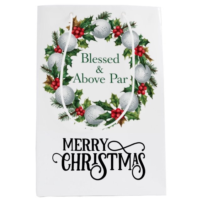 Golf Christmas themed with Wreath  Medium Gift Bag (Front)