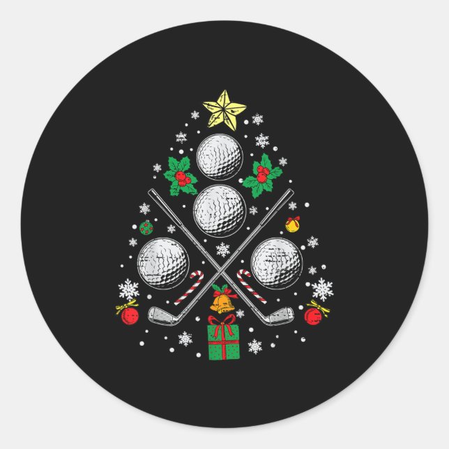 Golf Christmas Tree Light Pajama Golfer Xmas Men W Classic Round Sticker (Front)
