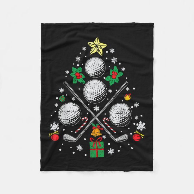 Golf Christmas Tree Light Pajama Golfer Xmas Men W Fleece Blanket (Front)