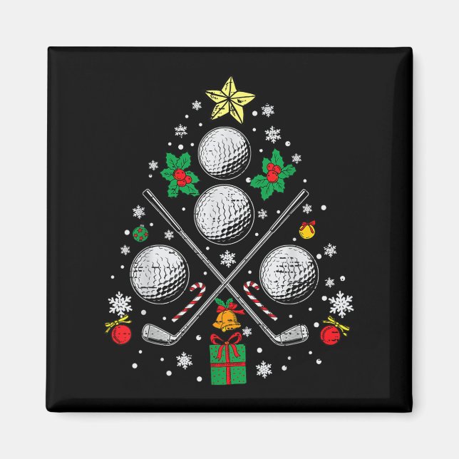 Golf Christmas Tree Light Pajama Golfer Xmas Men W Magnet (Front)
