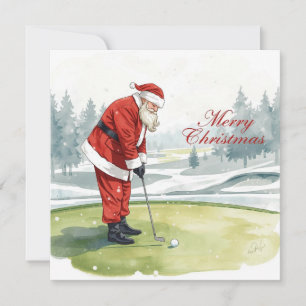 Golf Christmas Winter themed for golfer on course Holiday Card