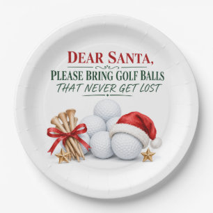 Golf Christmas wishing list themed for golfer Paper Plate