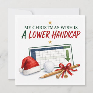 Golf Christmas wishing with golf ball Santa hat Holiday Card