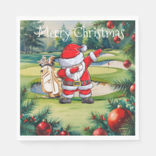Golf Christmas with Dabbing Santa Claus Napkin