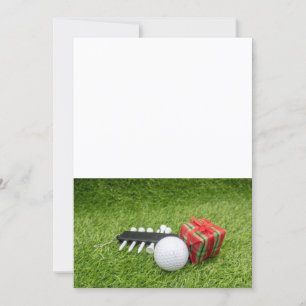 Golf Christmas with golf ball and gift on green  Invitation