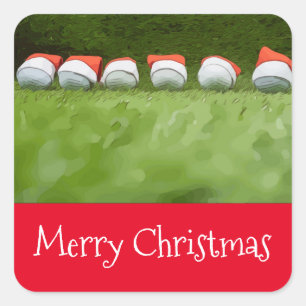 Golf Christmas  with golf ball and Santa Hat Square Sticker