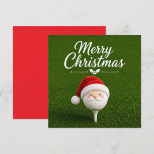 Golf Christmas with golf ball and tee with ribbon Holiday Card