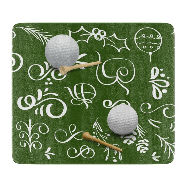 Golf Christmas with golf ball for golfer Cutting Board (Front)