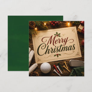 Golf Christmas with golf ball Holiday Card