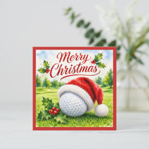 Golf Christmas with golf ball Holiday Card