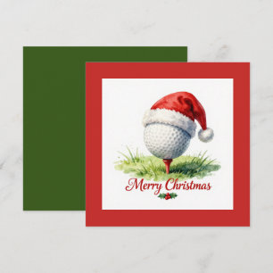 Golf Christmas with golf ball Holiday Card
