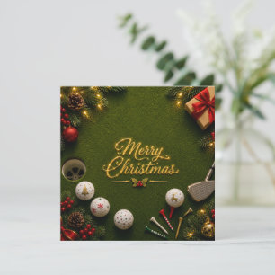 Golf Christmas with golf ball Holiday Card