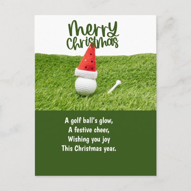 Golf Christmas with Golf Ball  Holiday Postcard (Front)