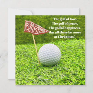 Golf Christmas with golf ball on green grass Holiday Card